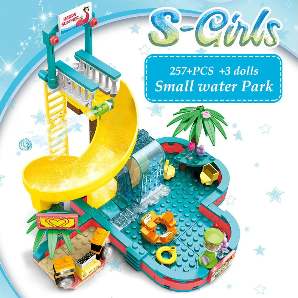 

257 шт., Детский конструктор «Аквапарк» в форме сердца