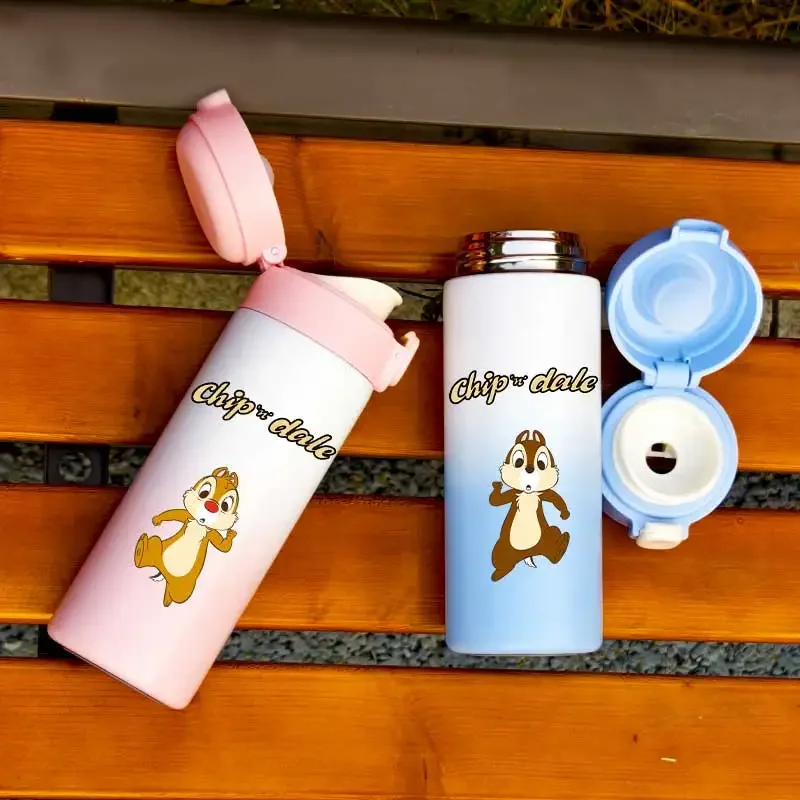 420ML Cartoon Chip&ampDale Leak Proof Insulated Water Bottle Outdoor Sports Portable 304 Stainless Steel Cup