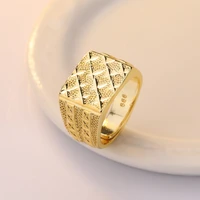 hoyon imitation gold mens frosted car flower ring for women and men 14k yellow gold color mens open ring wedding jewelry