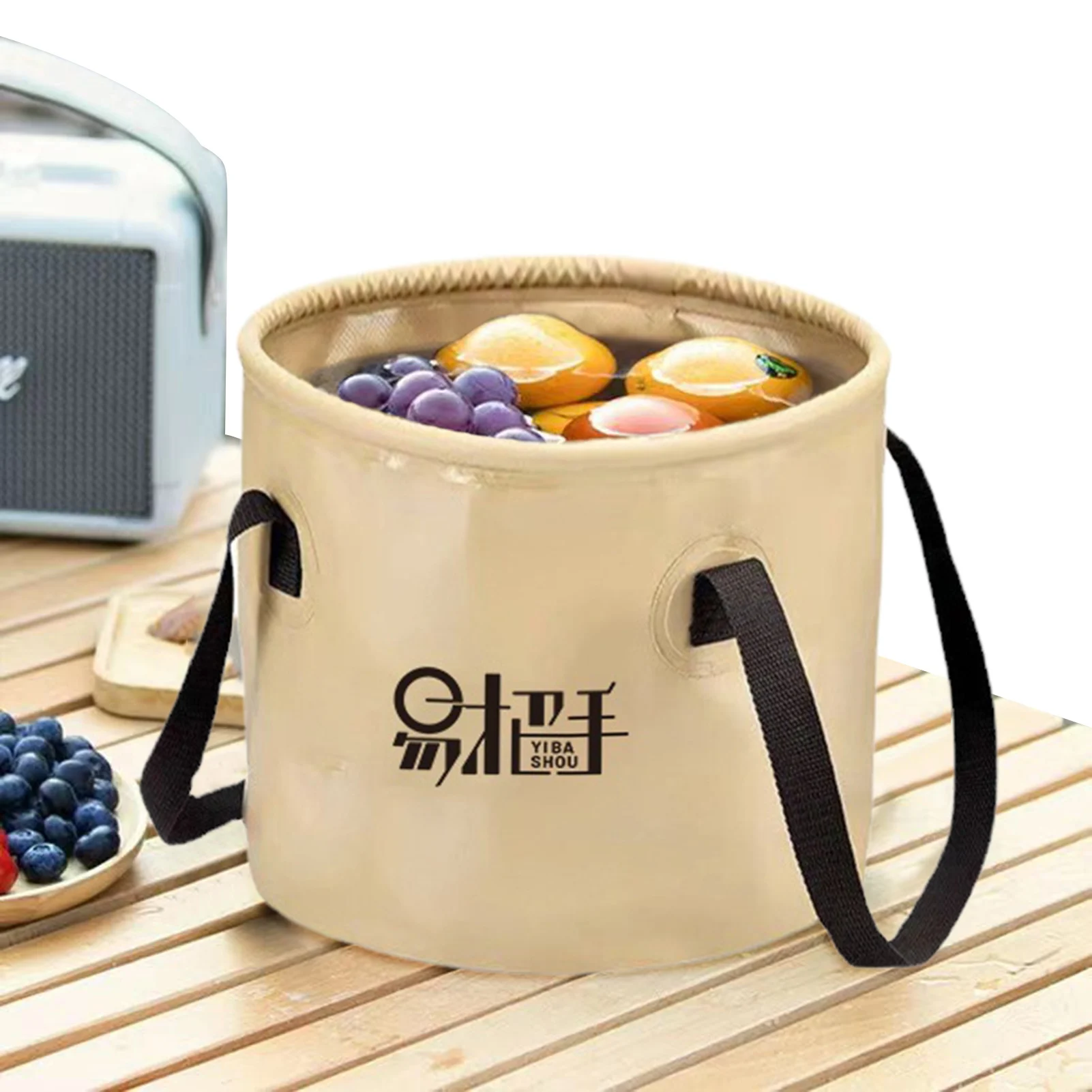 

Folding Water Bucket With Lid Camping Water Storage Bucket With Handles Car Folding Bucket Foldable Round Bucket Outdoor Travel