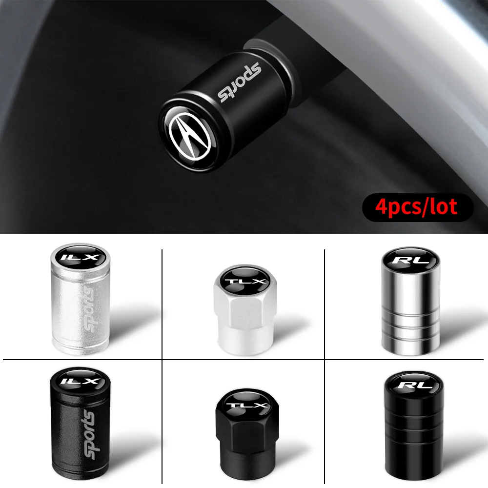 

4PCS Car Refit Tyre Metal Dust Cap Wheel Tire Valve Caps Sticker For Acura TSX ZDX Integra CDX RSX UA7 CL9 YD3 MDX ILX RDX TL RL