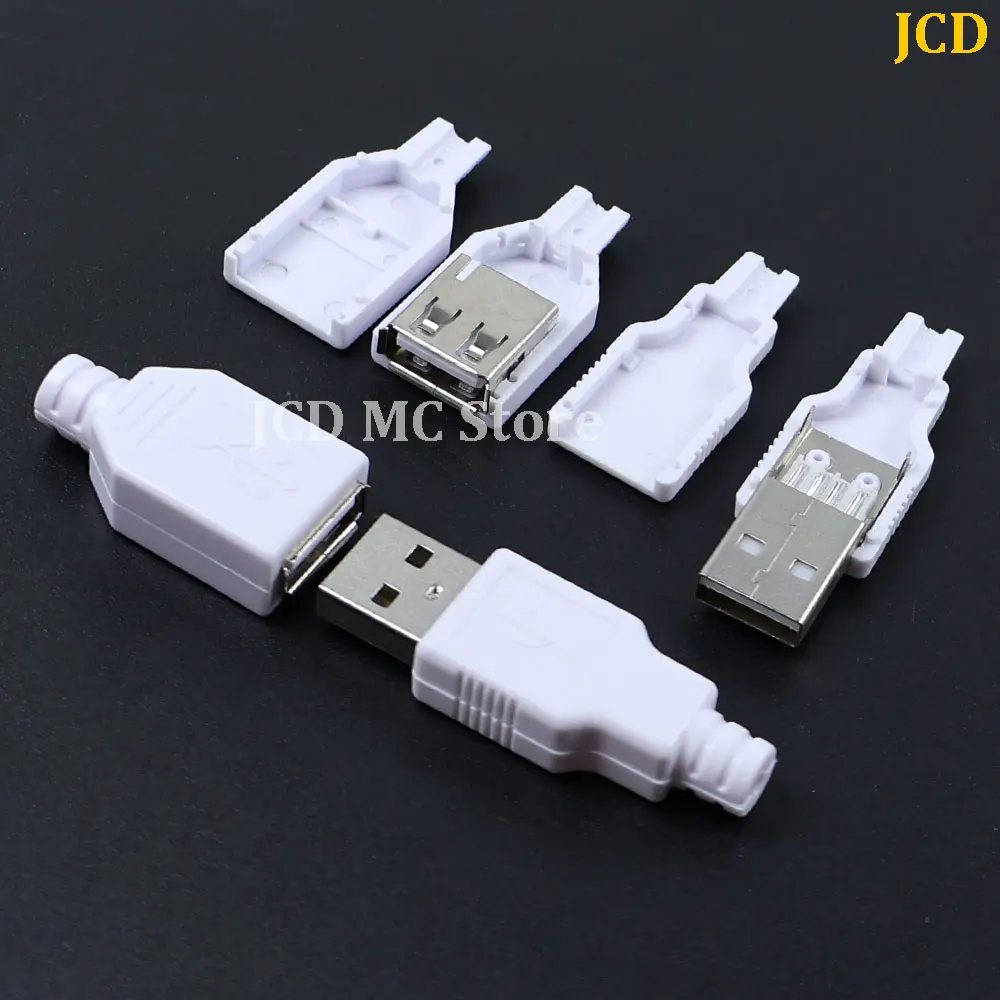 Фото 10-50 шт. USB-разъемы Type A 4-контактные (штекер/гнездо) с черно-белыми пластиковыми крышками, USB 2.0 Type-A 4-контактные, для пайки, наборы для DIY №4