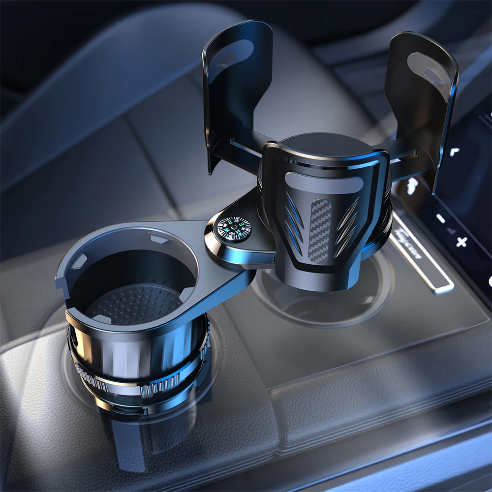 

2 In 1 Insert with Compass Drinking Bottle Car Cup Holder Sunglasses Phone Organizer Cup Stand Bracket Rotatable Extender Rack