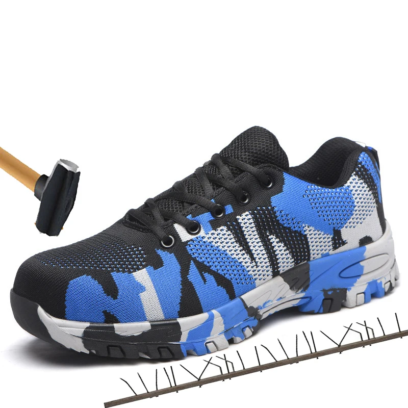 

2022 New Man Size Piercing Outdoor Shoes Men Steel Toe Cap Military Safety Work Boots Camouflage Puncture Indestructible Shoes