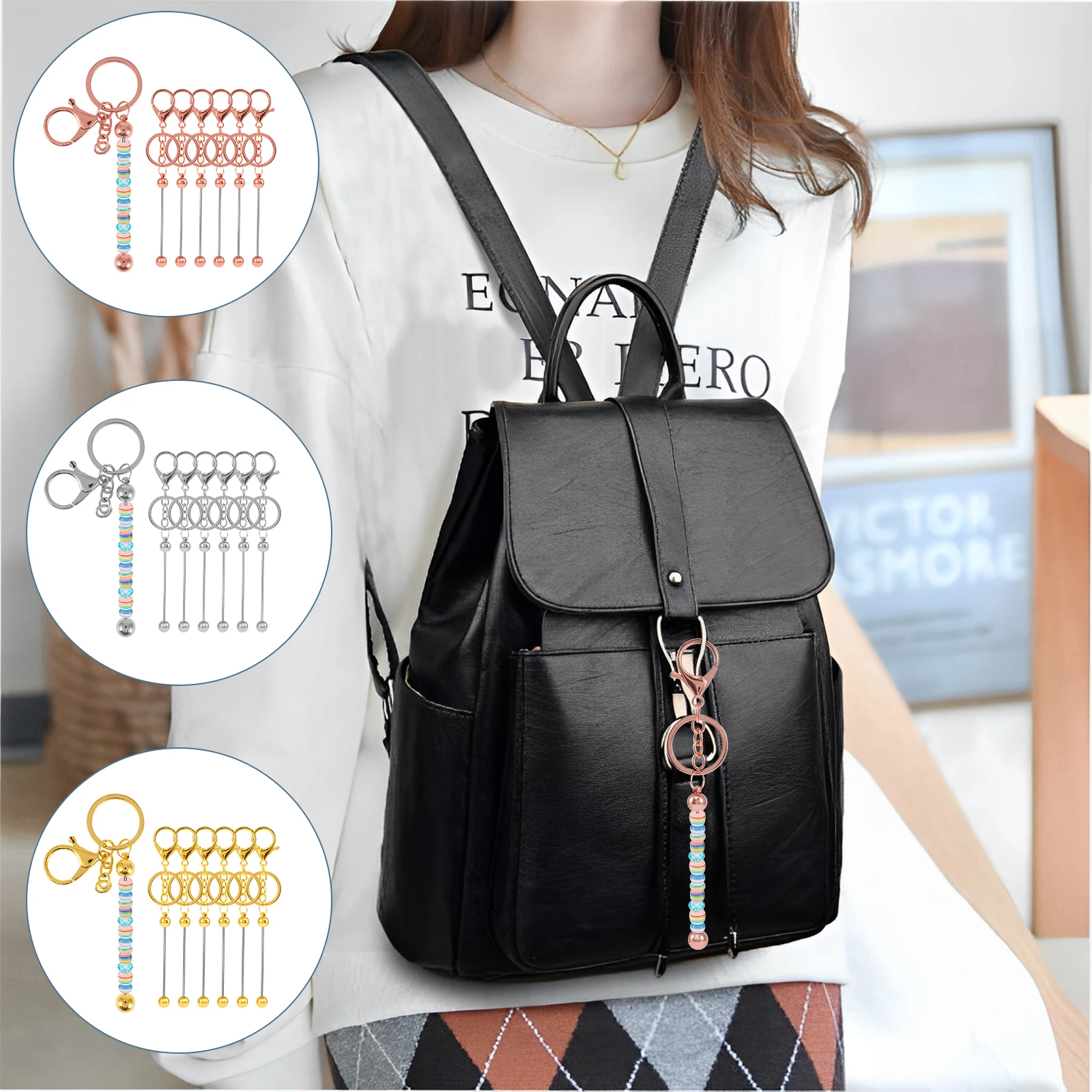 

6 шт. бусины для ключей для бусин, металлические бусины для ключей, сверхмощные бусины для самостоятельного изготовления, брелок для ключей