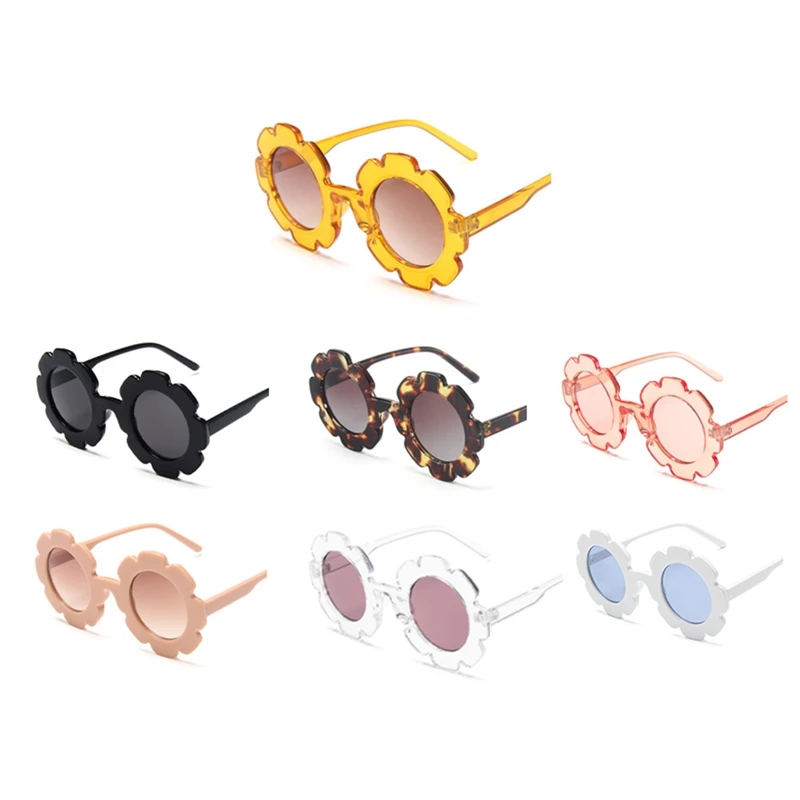 

7 пар, круглые солнцезащитные очки для девочек с цветами, солнцезащитные очки с маргаритками, детские круглые милые очки, уличные пляжные очки