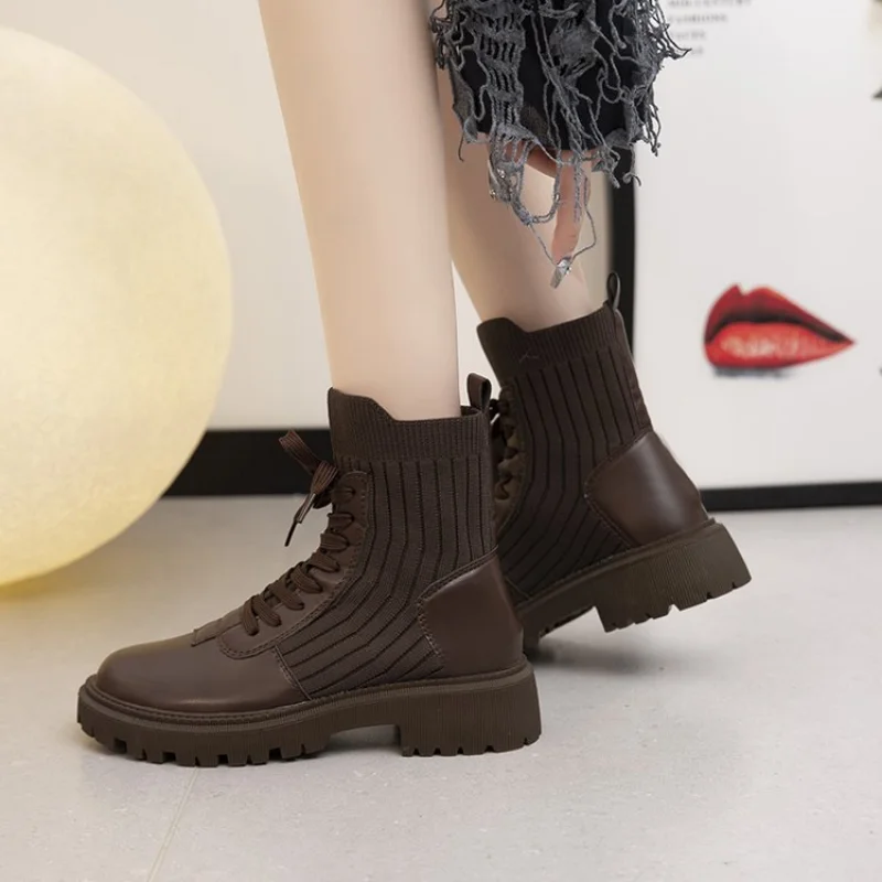 2022 New Autumn/Winter Women Shoes Cow Leather Round Toe Low Heel Boots Women Casual Short Boots for Women Female Modern Boots