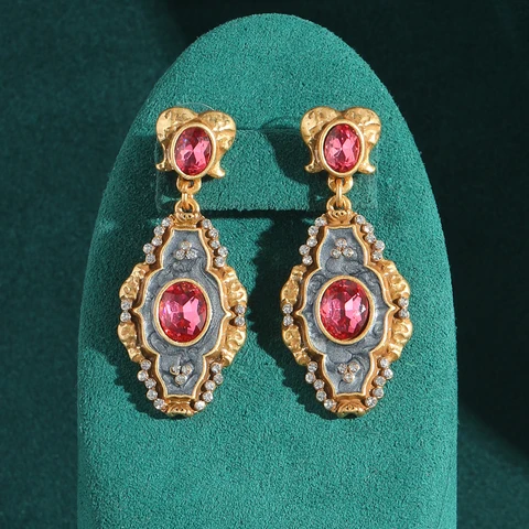 Винтажные серьги-капли с розовыми кристаллами Royal Court для женщин, качественные роскошные дизайнерские свадебные украшения, юбилей, Рождество, новинка 2023 года