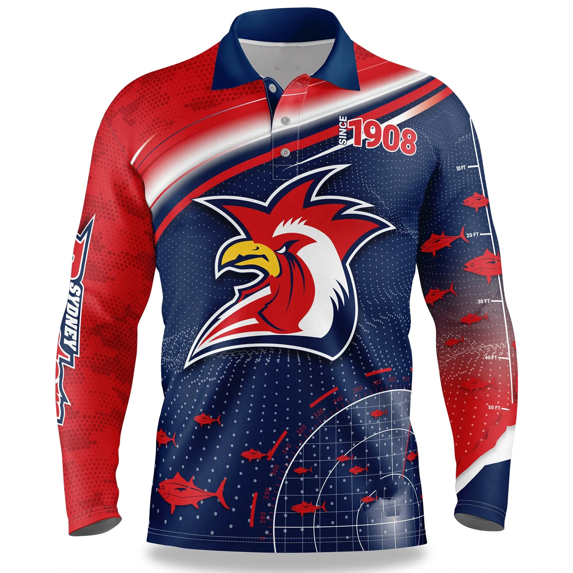 

1908 Sydney Roosters "Fish Finder" Fishing Shirt size S-M-L-XL-XXL-3XL-4XL-5XL