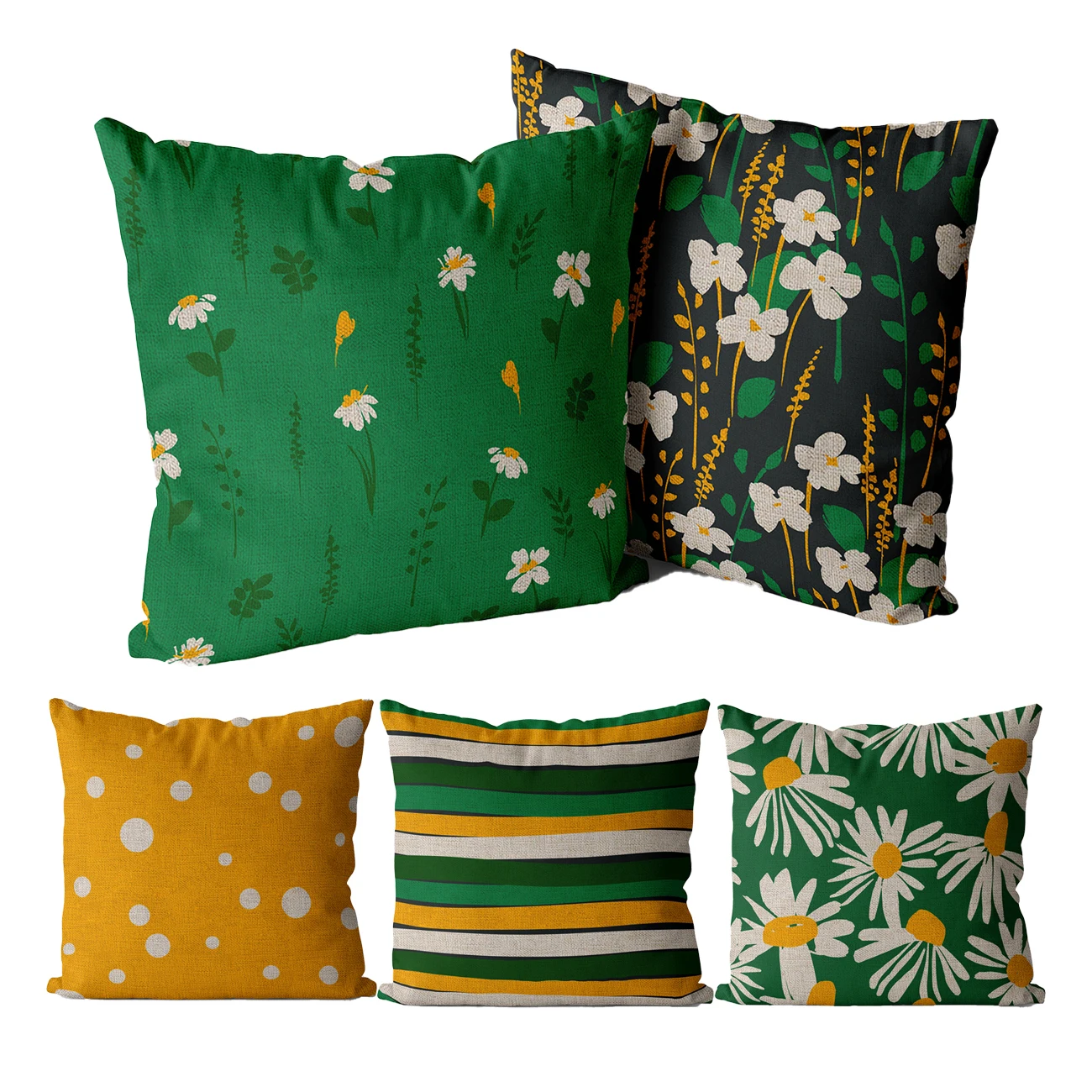 Льняной чехол на подушку в полоску