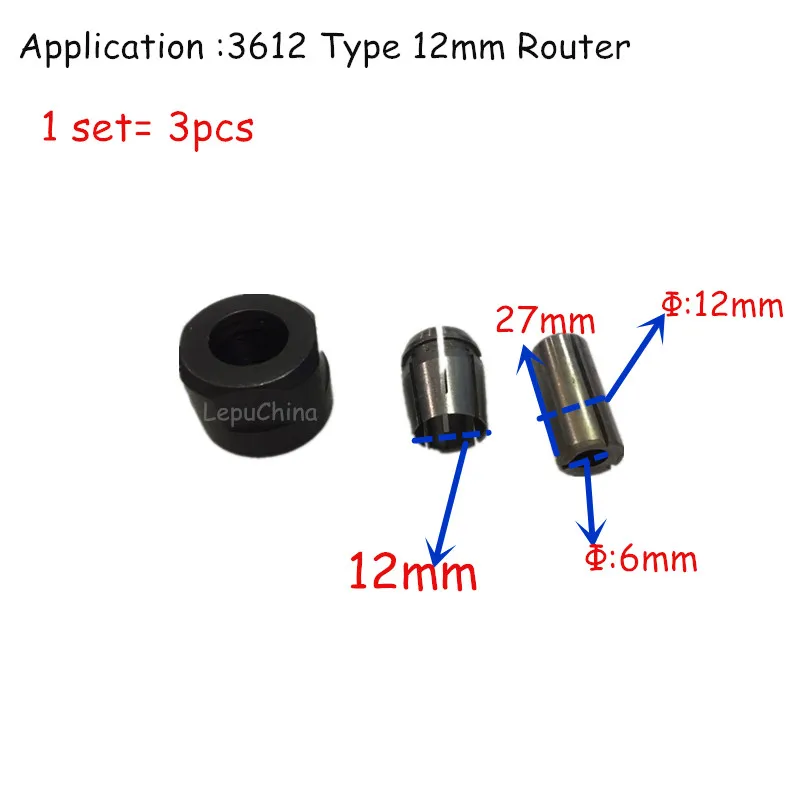 

Router Collet Nut Cone Chuck Reducer 12mm To 6mm Sleeve Replacement For MAKITA 3612 Woodworking Machinery Parts