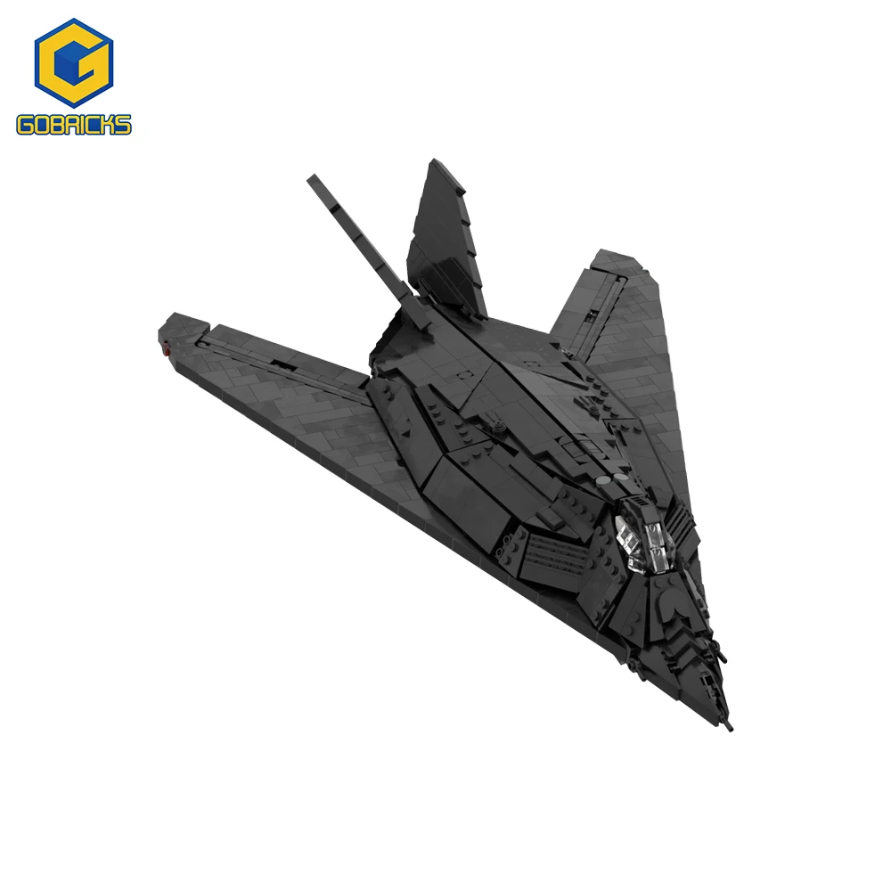 

Gobricks MOC Nighthawk Wars Plane Fighter Building Blocks Set Black Battle Aircraft Model Assemble Toys For Kids Birthday Gifts