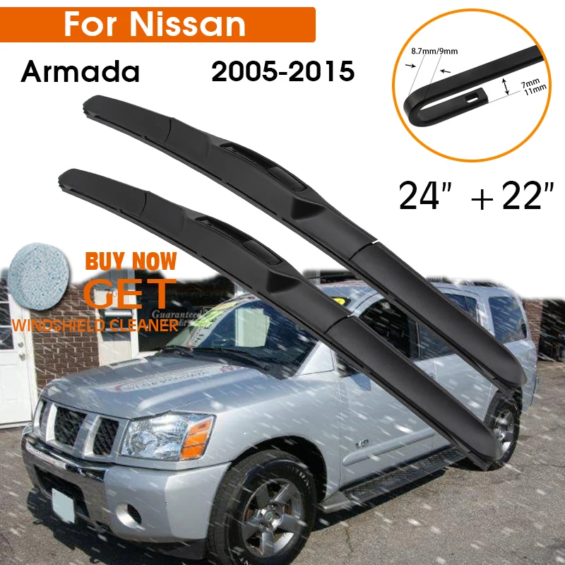 

Автомобильный стеклоочиститель для Nissan Armada 2005-2015 лобовое стекло резиновый силиконовый запасной передний стеклоочиститель 24 "+ 22" LHD RHD автом...