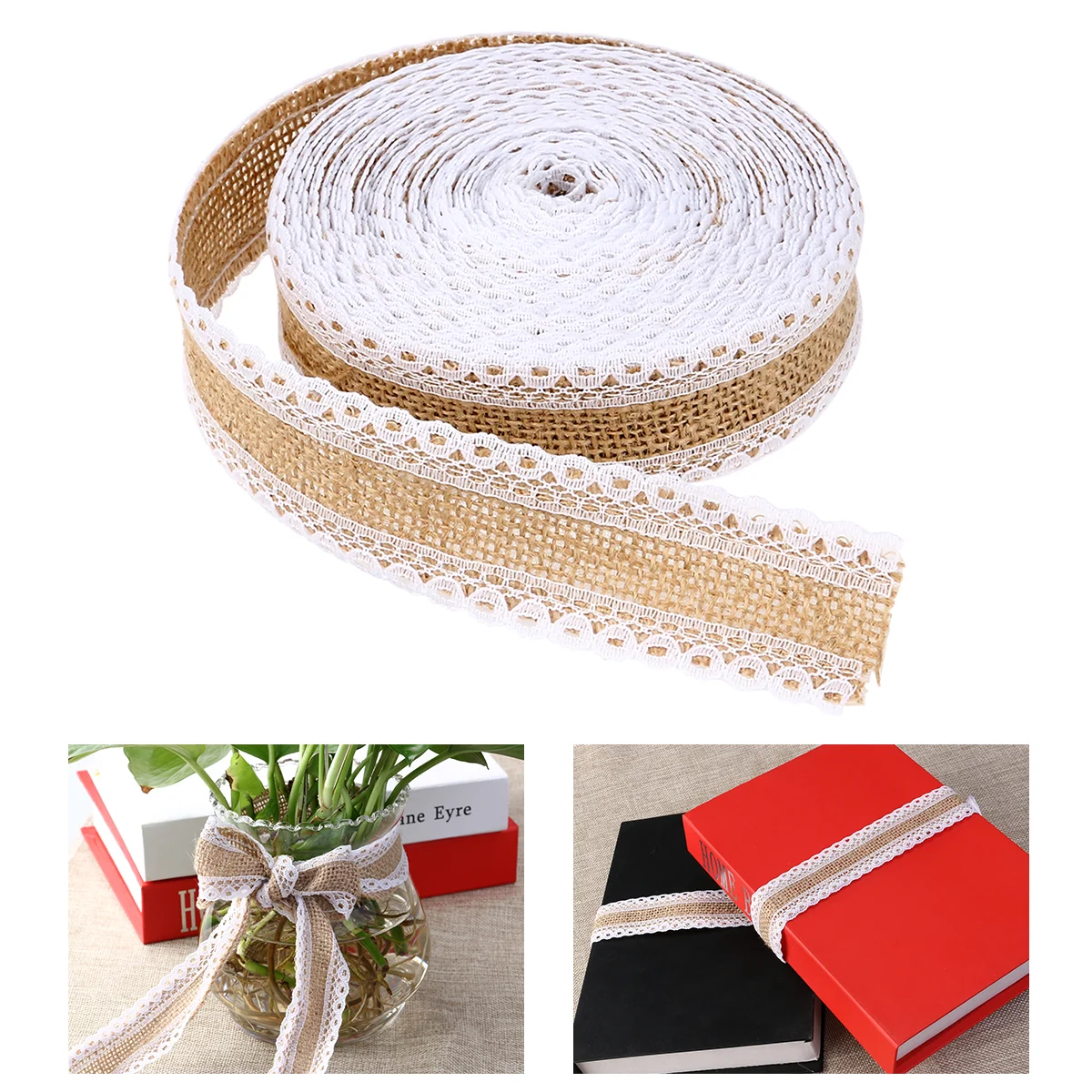 

LEORX 10M Hessian Jute Lace Craft Ribbon for DIY Crafts Home Wedding Decoration