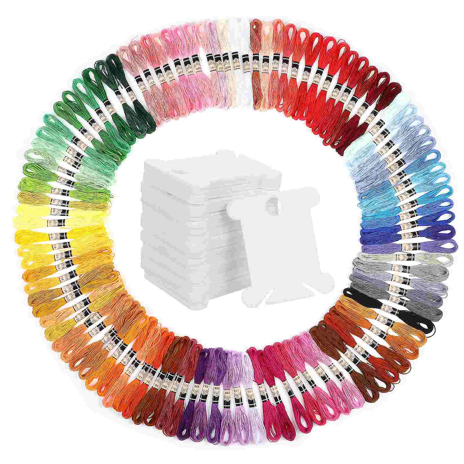 

100 Pcs Embroidery Floss Kit Friendship Bracelets Thread Line Bead Plastic Bobbins