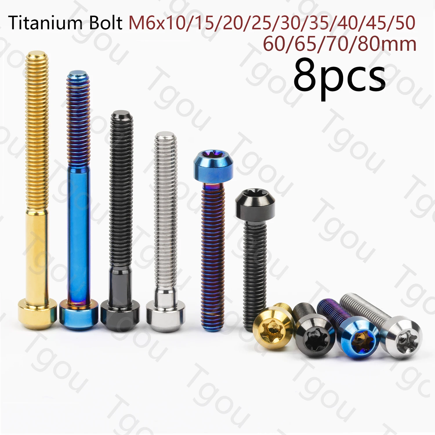 

Tgou Titanium Bolt M6x10/15/20/25/30/35/40/45/50/60/65/70/80mm Torx T30 Head Screws for Bicycle 8pcs