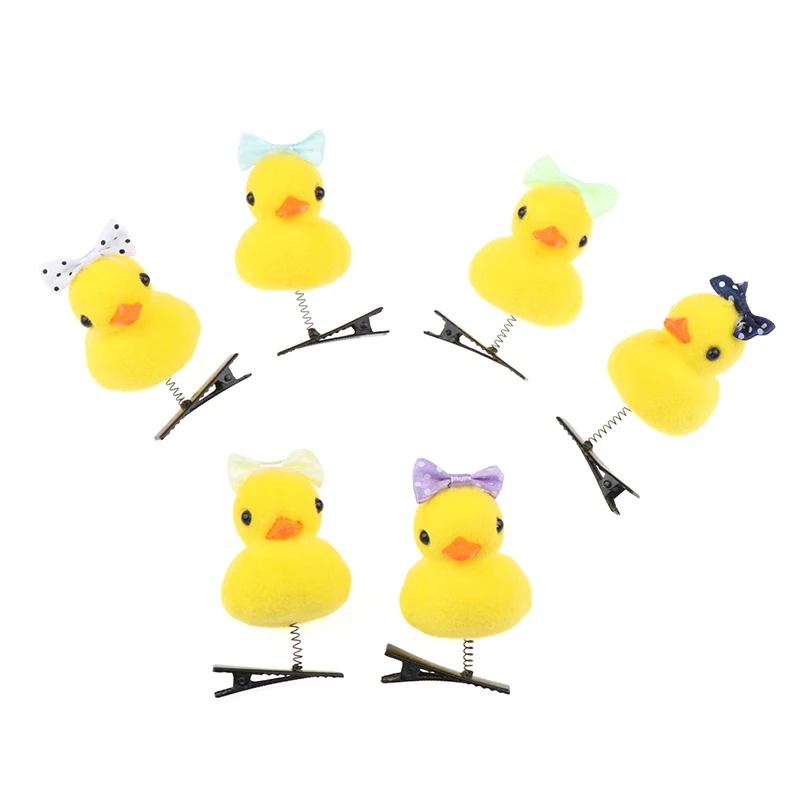 1 шт. милая забавная 3D желтая утка с бантом для волос плюшевая заколка детский