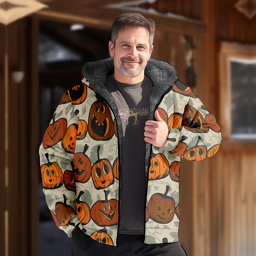 Мужские зимние куртки пальто хлопковая одежда с рисунком Хэллоуина спортивные