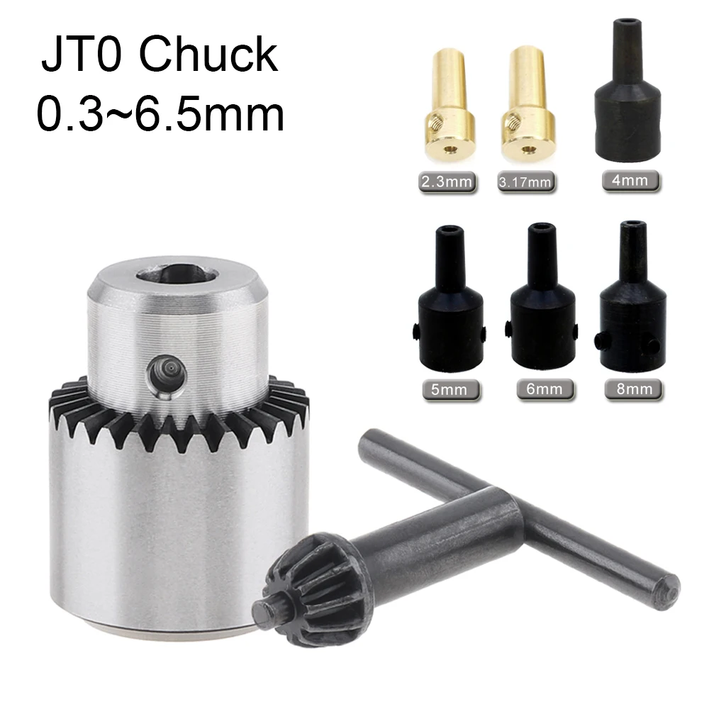 

Drill Chuck 0.3-6.5mm JT0 Mini Drill Chuck Taper Mounted Micro Motor Drill Chuck With Chuck Key Lathe Machine Tool Accessories