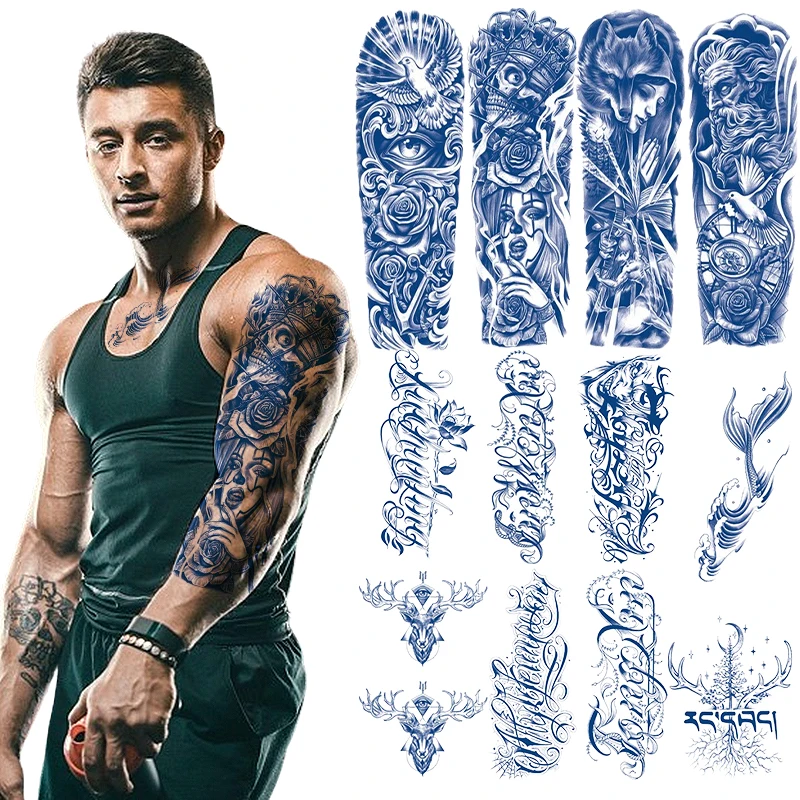 Водостойкая Временная Татуировка Для Мужчин Рука С Животными Дизайн
