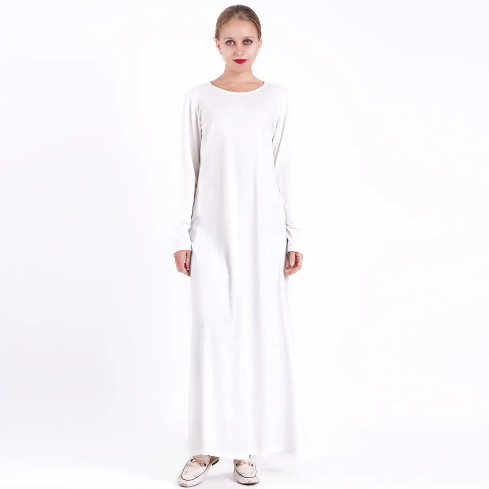 New Fashion Stretch Islamic Inside Dress Robes Cotton Fancy Dress Inner Dress French Stylish Modesty Islamic Dress WY56
