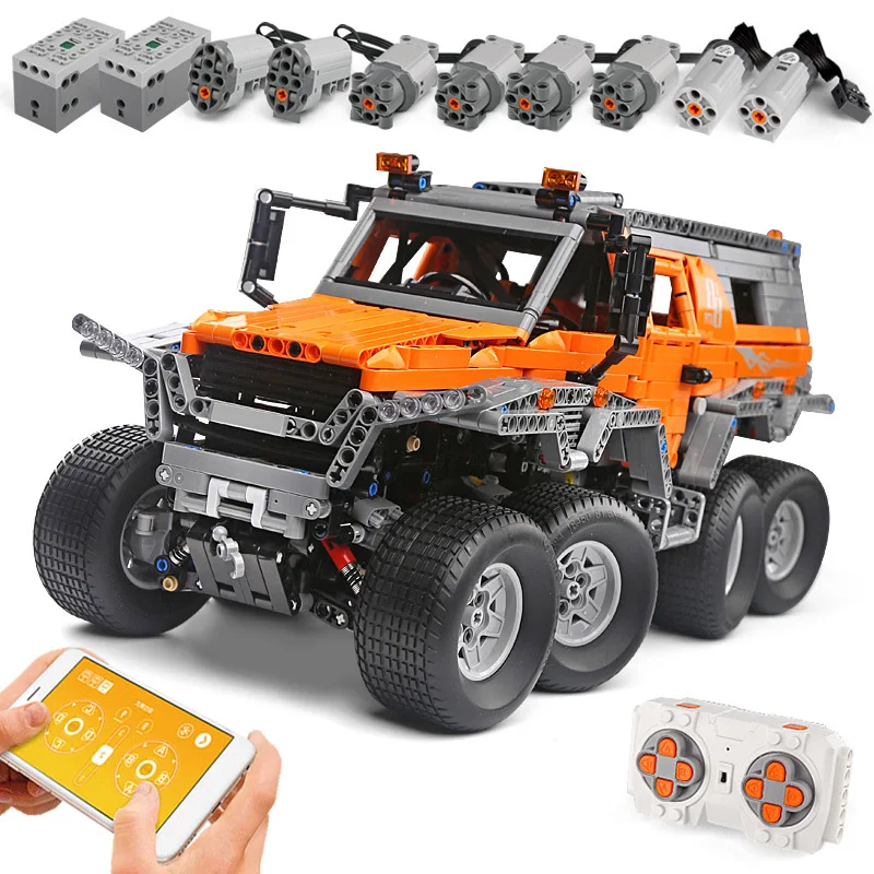 

13088 APP Remote Control Off-Road Avtoros Shaman 8x8 Siberia Vehicle Tech Series Car Building Block Brick Boy Gift