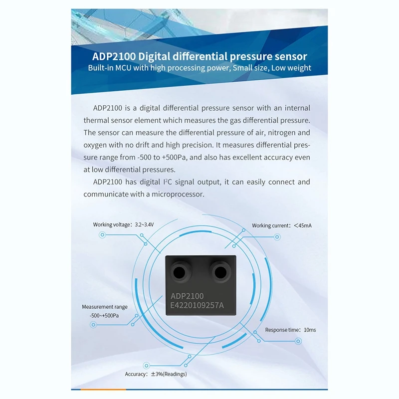 Цифровой Дифференциальный Датчик давления газа ASAIR ADP2100 -500-+ 500 Па детали