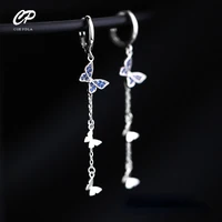 silver color tassel long chain butterfly drop earrings for women new trendy elegant sparkling zircon earring party jewelry