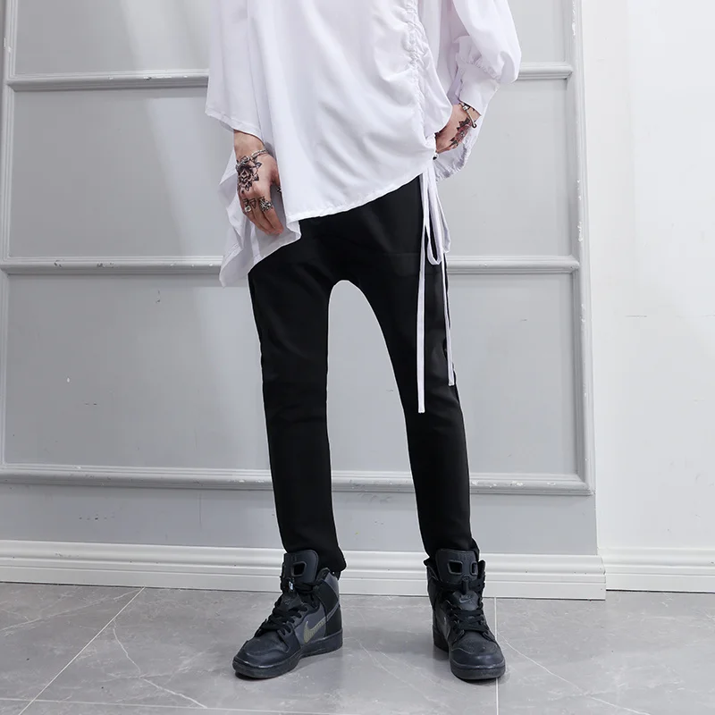 

Harem Pants Men Sweatpants Big Crotch Pants, Black Casual Feet Loose Stage Costumes Lartge Size Clothes Spring And Summer New
