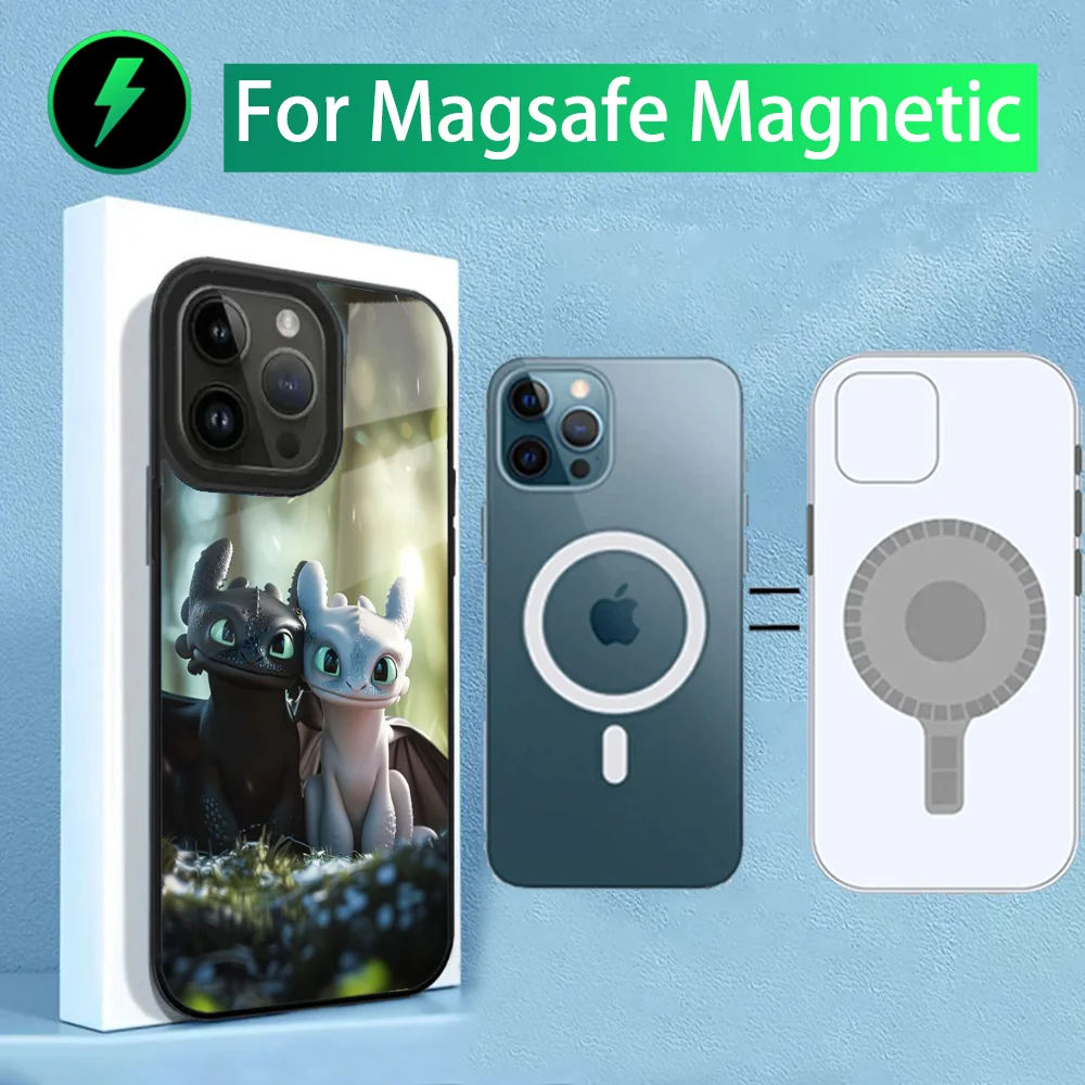 Фото Милый чехол для телефона T-Toothless-S H-HTTYD для iPhone 15,14,13,12,11, Plus, Pro, Max Mini Magsafe с магнитной беспроводной зарядкой №5