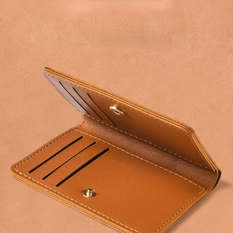 Women's Small Wallet Short 2023 New Simple Mini Leather Wallet Card Bag Thin Folding Money Clip Driver's License Pieces Set