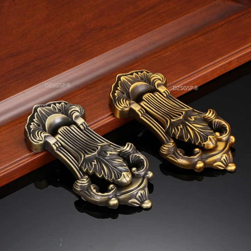 

Furniture Decoration Hardware Zinc Alloy Knock Ring Door Knob Pull Retro European Carving Door Knocker Antique Door Knock Handle