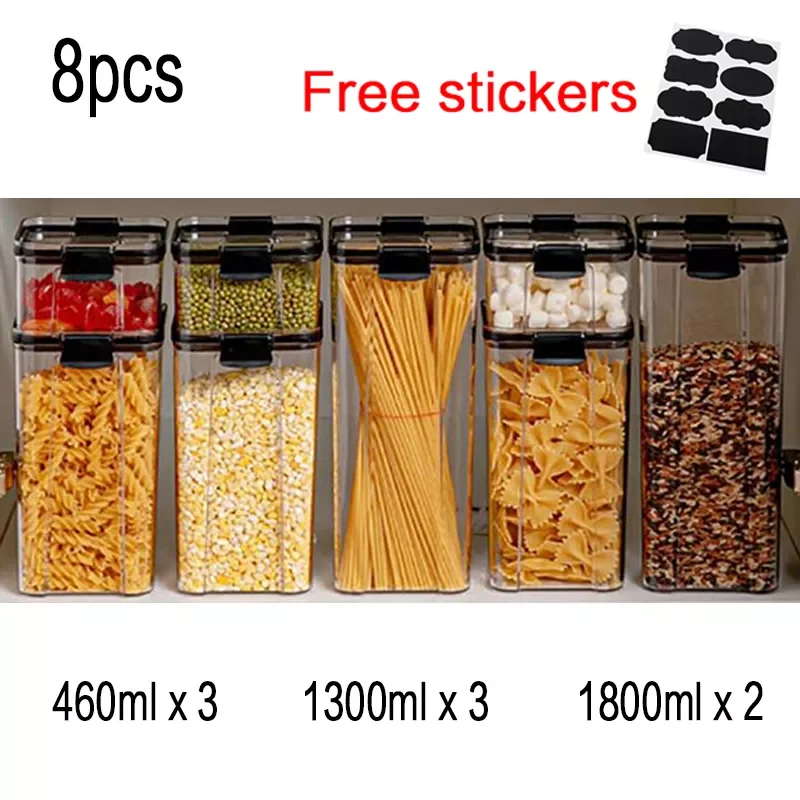 

NEW Food Storage Kitchen Container Plastic Box Jars for Bulk Cereals Kitchen Organizers for Pantry Organizer Jars With Lid Home