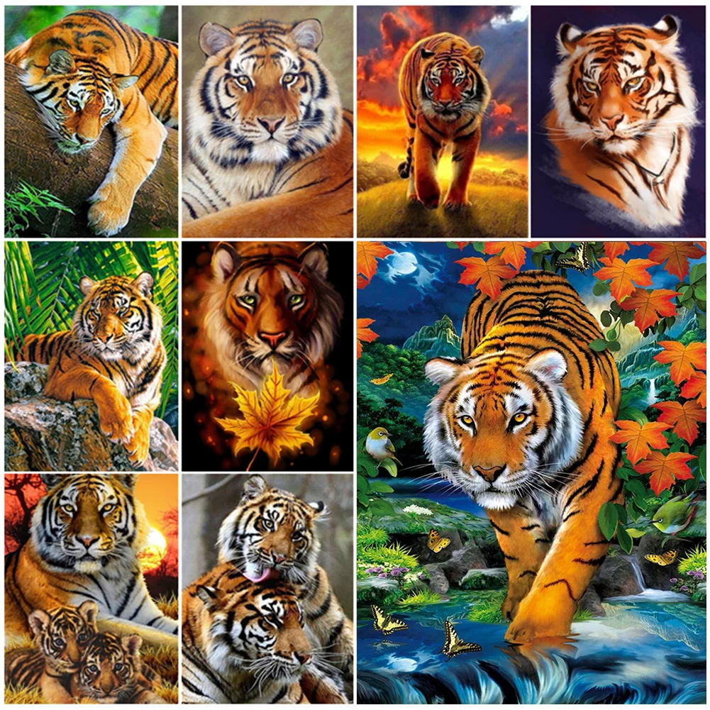5D DIY Diamond Painting Animal Tiger Full Round/Square Embroidery Mosaic Cross Stitch Kits Rhinestone PictureHome Decor |