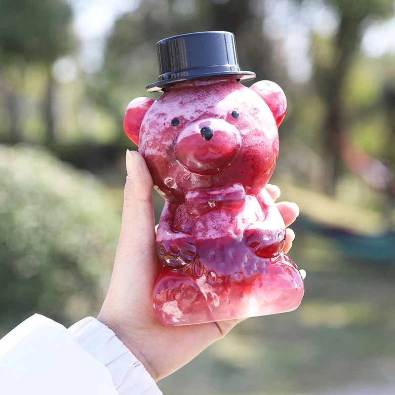 Прозрачная Бутылка С Медведем 500 Мл Для Напитков Холодных Молока Чая Сока Кофе