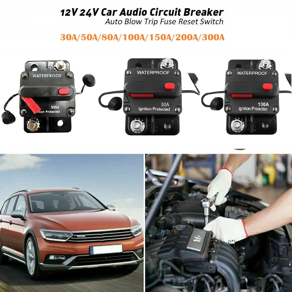 Автоматический прерыватель 30-300A, Двойная Батарея IP67, водонепроницаемый Предохранитель 12 В 24 В 48 В, ручной сброс, автомобильный держатель предохранителя, защита цепи