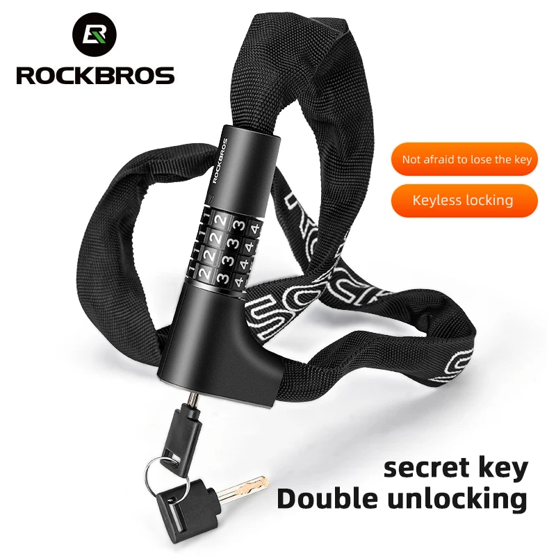 

Замок велосипедный ROCKBROS, замок из цинкового сплава, защита от кражи, с паролем, двойной замок, жирная цепь