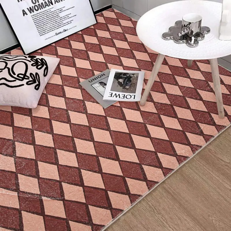 Шахматный ковер с ромбовидной решеткой современный минималистичный Ins Wind