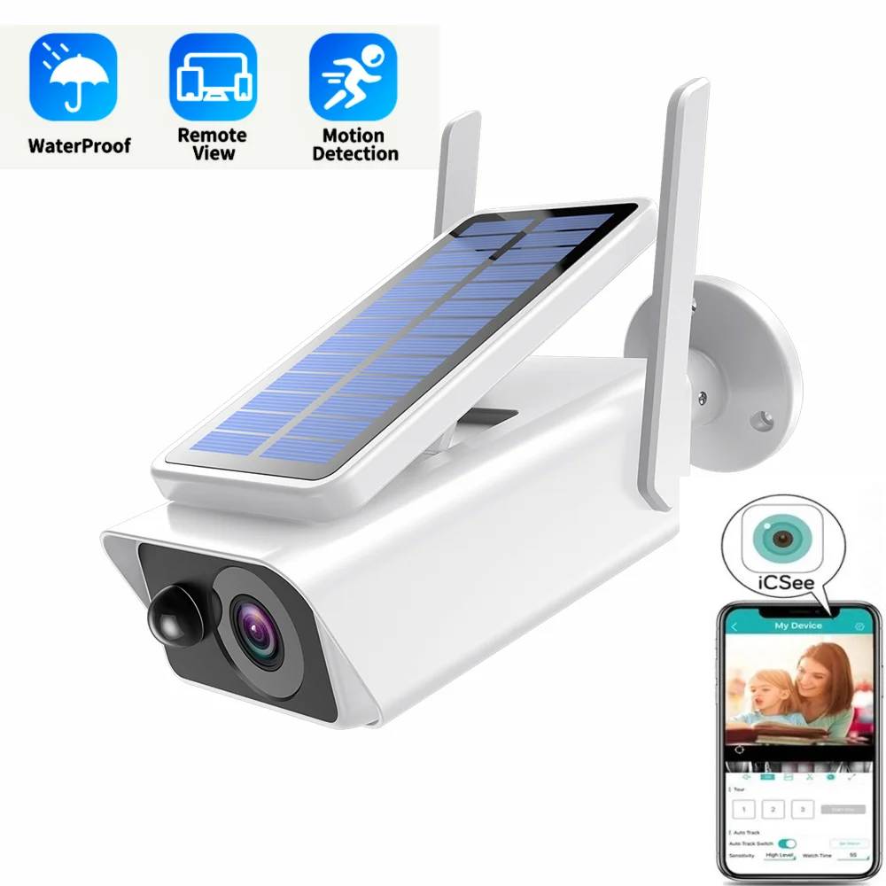 

1080P Solar Panel Wireless Bullet Security Camera Low Power ICESEE Video Surveillance Motion Detection Wifi CCTV Camera 20M IR