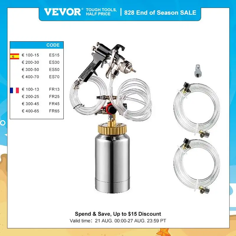 VEVOR High Pressure Paint Pot 2L Paint Tank Sprayer 1.8mm Nozzle W Spray Gun & Hose for Commercial Industrial Finishing Coating