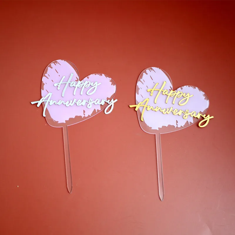 Рекламный Топпер для торта на годовщину акриловый розовый золотой серебряный