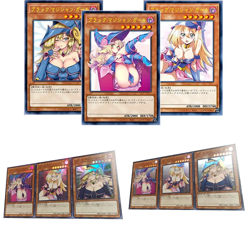 

Yu-Gi-Oh! 4Pcs/set Homemade Black Magician Girl Anime Character Bronzing Rare Collection Flash Card Cartoon Toys Christmas Gift