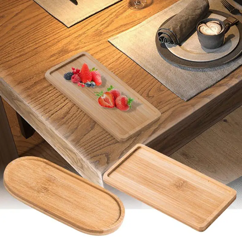 

Wood Vanity Tray Bamboo Solid Wood Tea Tray Serving Tray Multi-purpose Snacks Food Storage Dish Perfume Rack Home Kitchen Decor