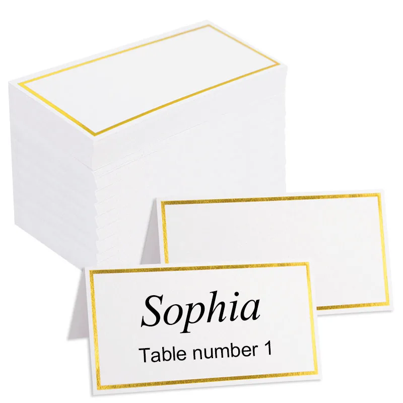 

30/60pcs White Bronzing Place Cards Wedding Name Seating Number Card Table Decor Christmas Birthday Party Message Greeting Card