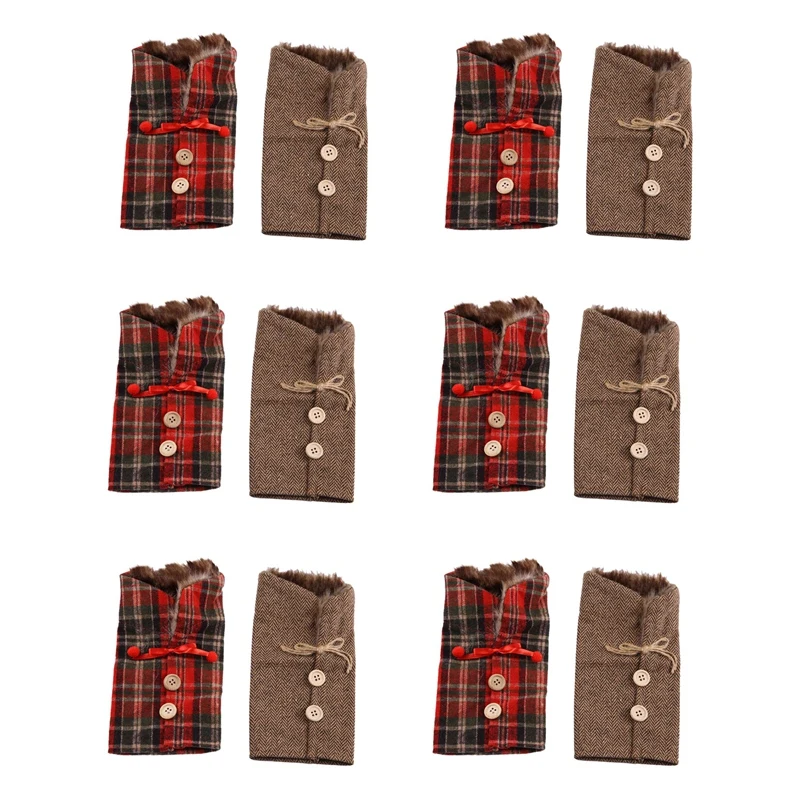 

12Pcs Christmas Sweater Wine Bottle Cover, Newest Collar And Button Coat Design Wine Bottle Dress Sets Xmas