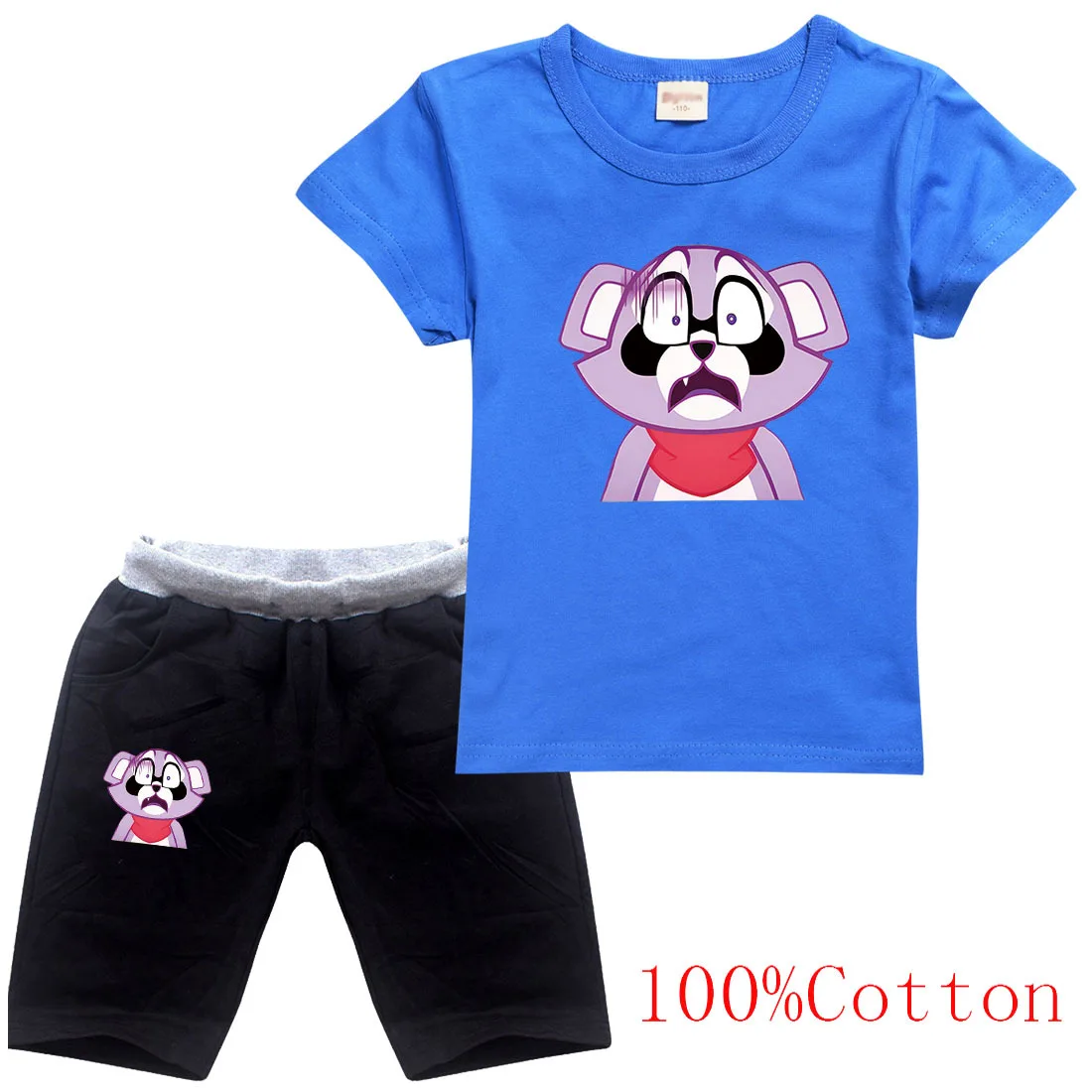 Футболка и шорты цвета индиго костюм для детей летний мультяшный светлый из двух