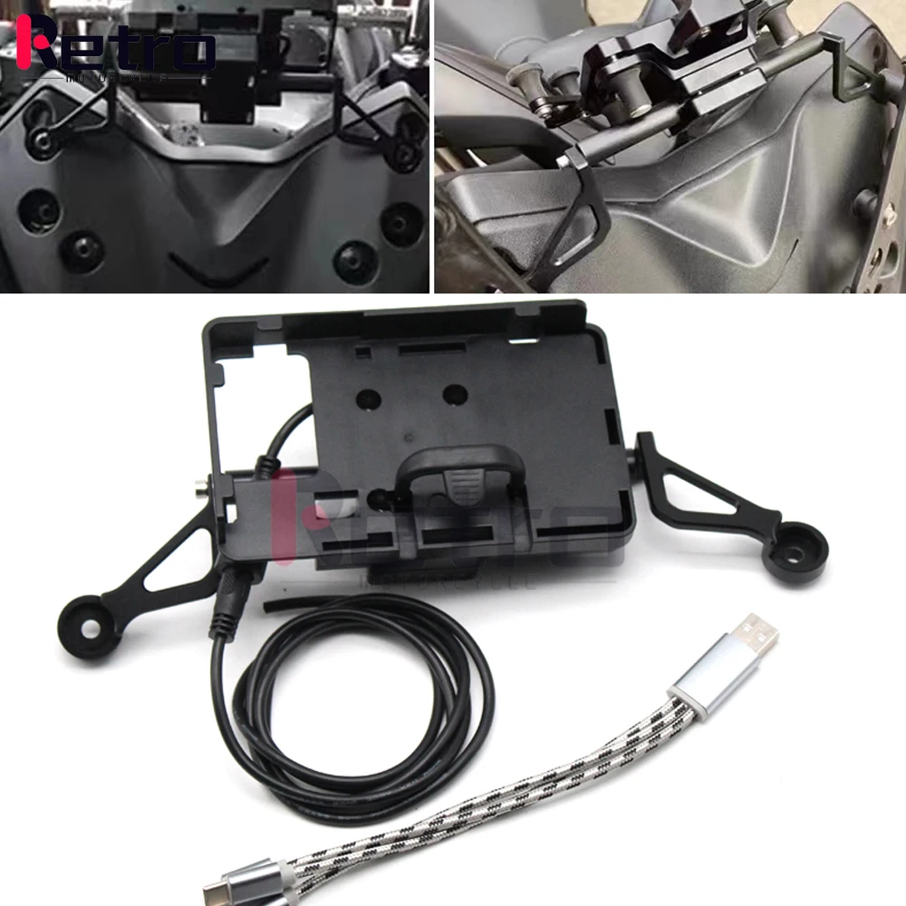 

Держатель для телефона с USB-зарядным устройством, подставка-кронштейн для Yamaha XMAX300 XMAX250 XMAX125 X-MAX 300/250/125, пластина для GPS-навигации мотоцикла