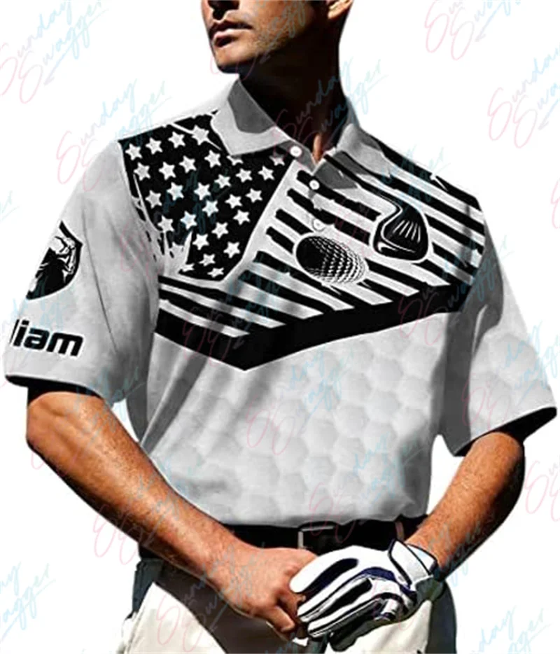 Sunday Swagger Golf Shirt Men's T-shirt Sportswear Summer Short Sleeve Shirt Breathable Jersey Mtb Fishing Polo Shirt