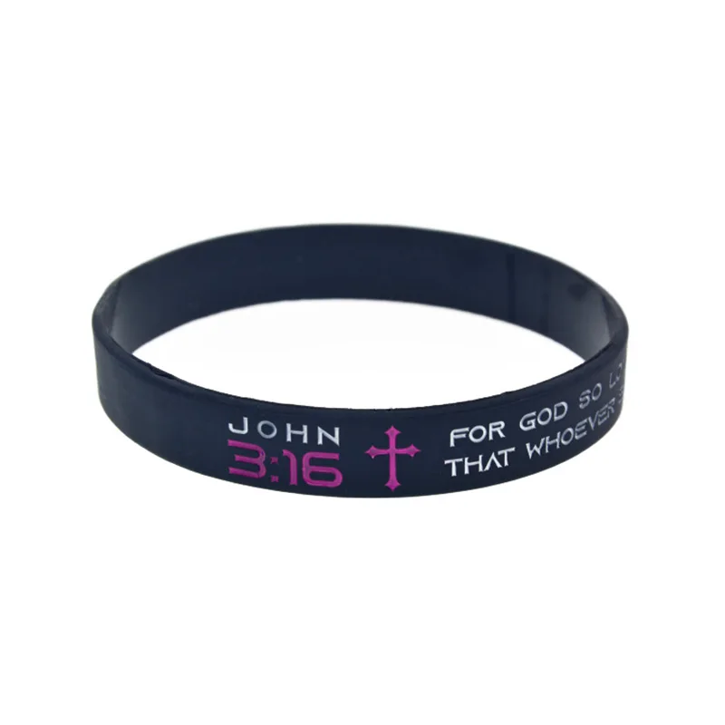 

50 PCS John 3 16 for God So Love The World That He Gave His One and Only Son Silicone Wristband