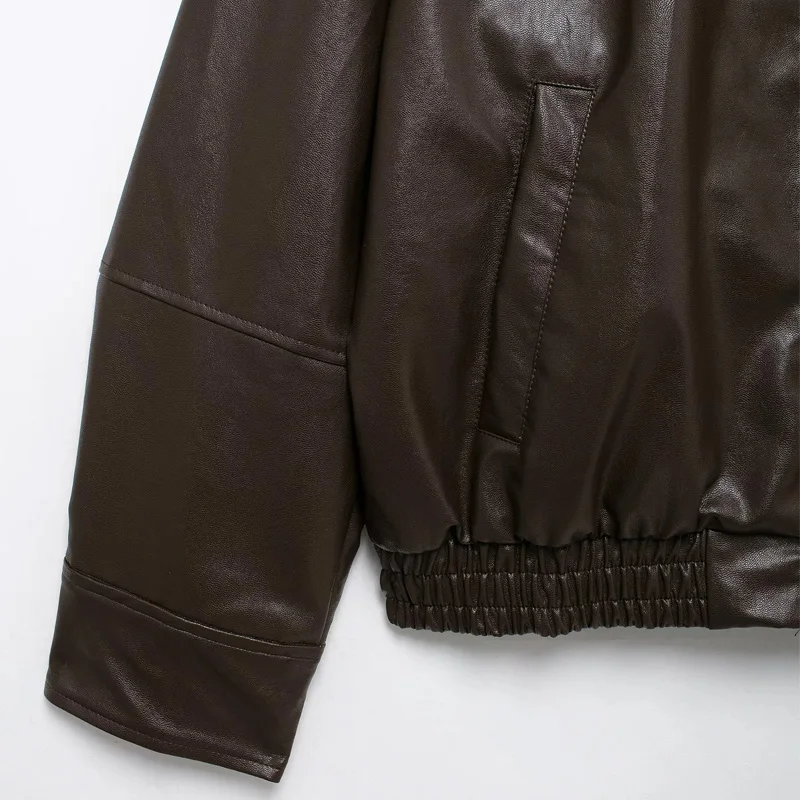 Куртка TRAF из искусственной кожи верхняя одежда Женская Осенняя куртка-бомбер